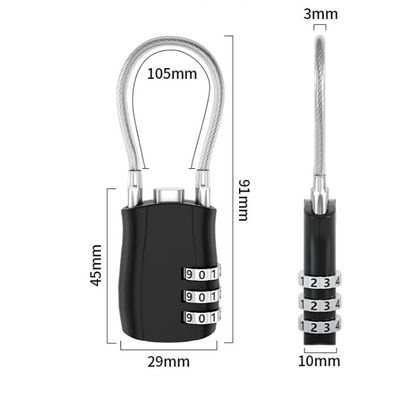 Combinaison de serrure de bagages légère reconnue par la TSA 30 mm