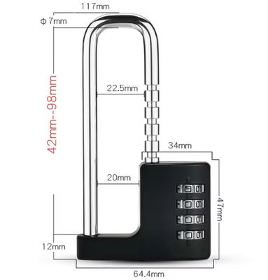 ODM Extra 50mm Long Chackle cadenas résistant aux intempéries mécanique U Combination